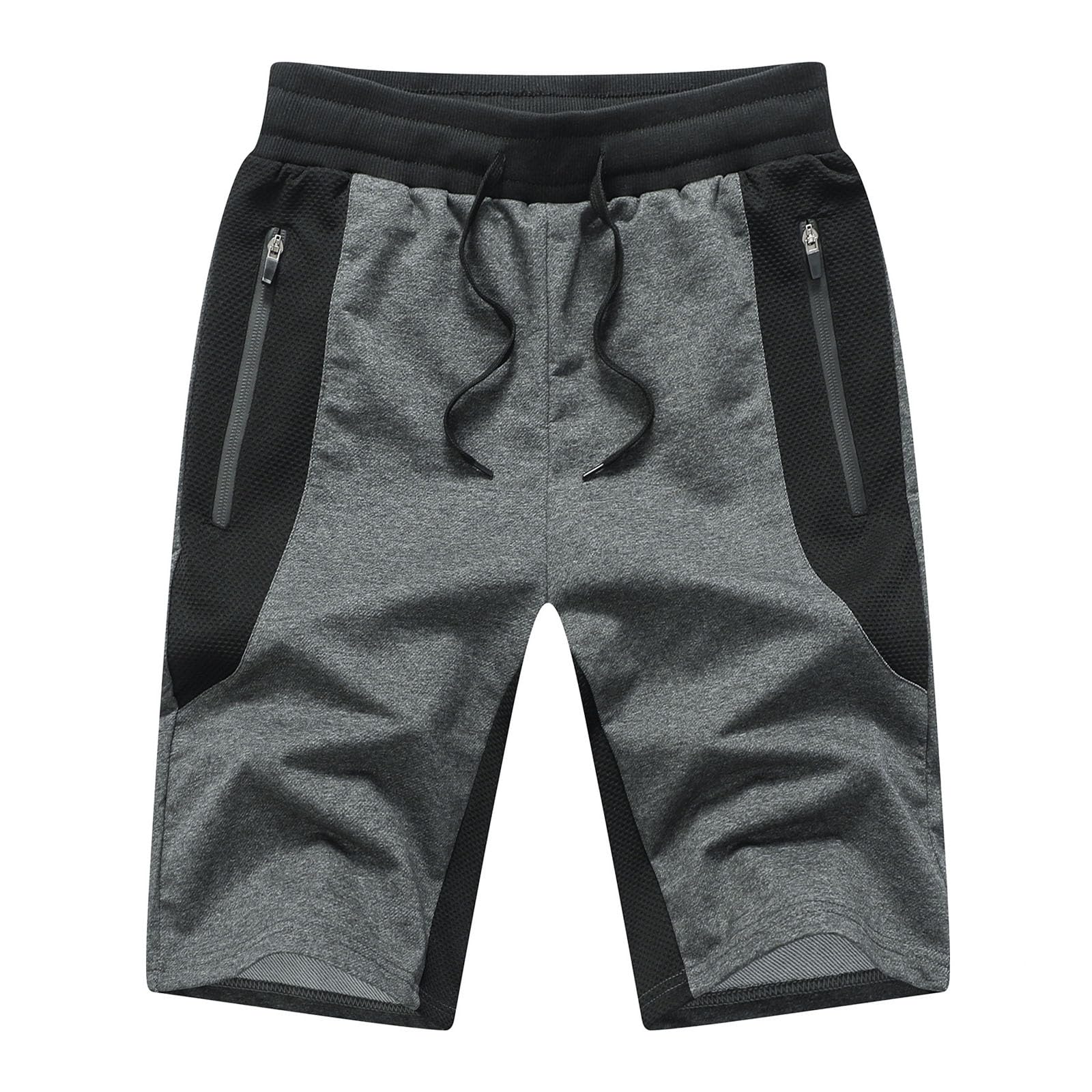 JustSun Mens Shorts Casual Sports Joggers Shorts with Elastic Waist Zipper Pocke