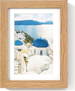 5x7 Picture Frame - Solid Oak Wood 5''x7'' Frame With Mat For 4x6, Oak