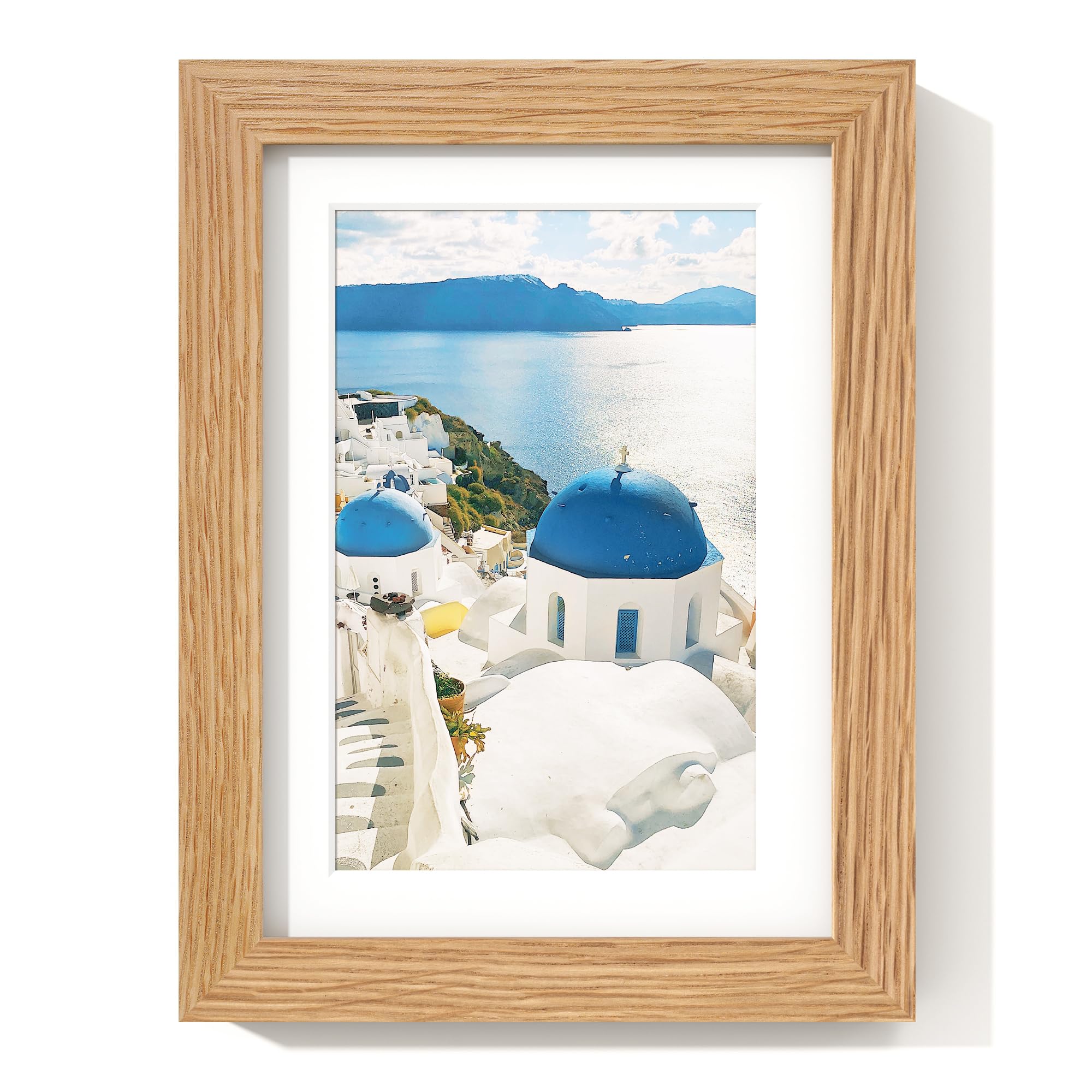5x7 Picture Frame - Solid Oak Wood 5''x7'' Frame With Mat For 4x6, Oak