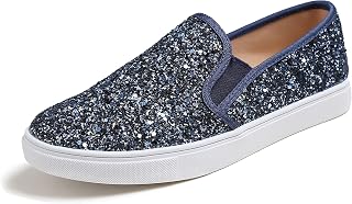 Feversole Women's Fashion Glitter Slip-on Sneaker, Slip on Fashion Sneakers for Women