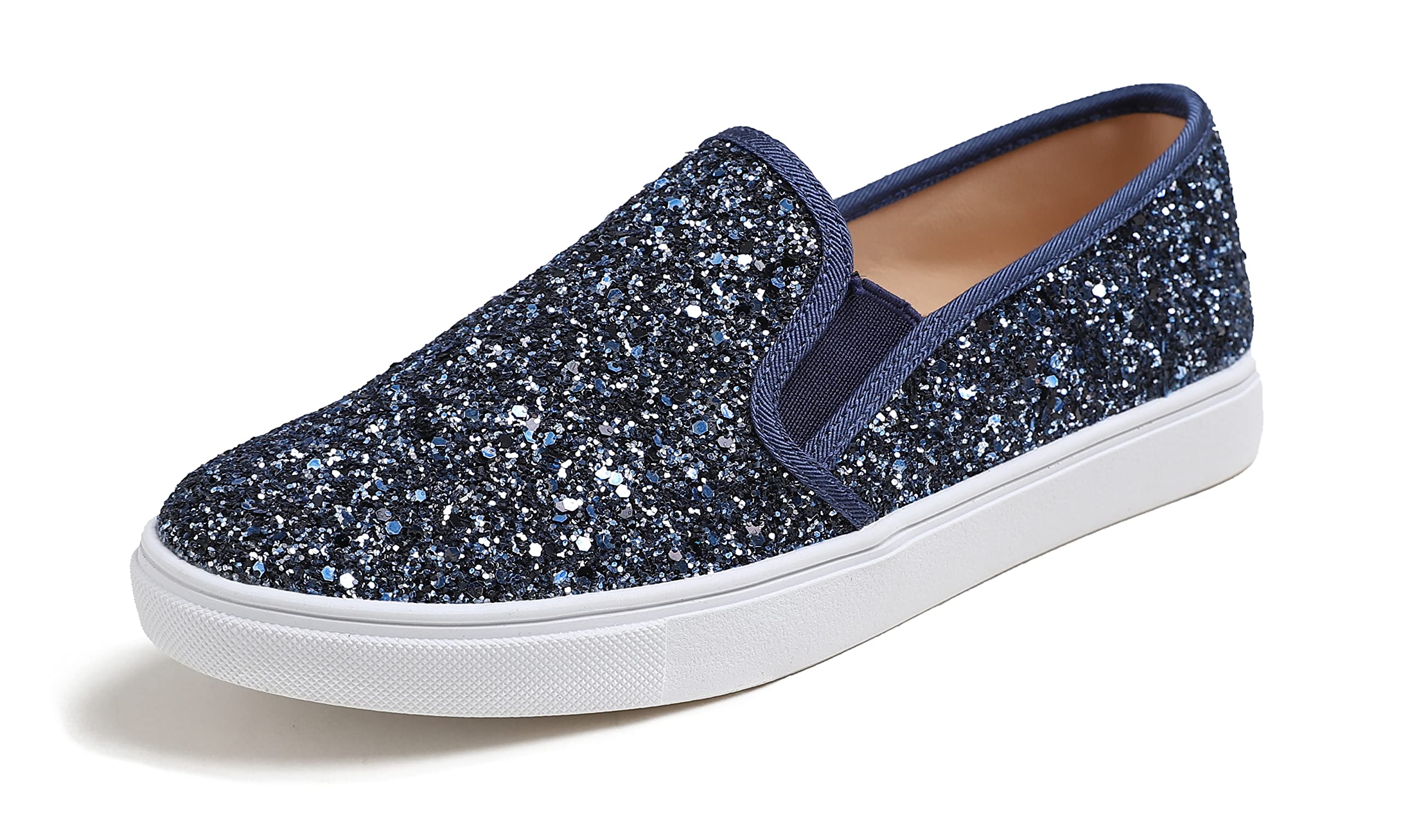Feversole Women's Fashion Glitter Slip-on Sneaker, Slip on Fashion Sneakers for 
