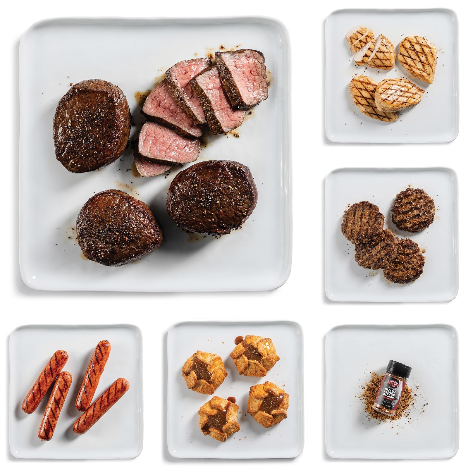 Omaha Steaks Freezer Filler Grilling Gift, 25 Items | 4 top sirloin filets, 4 ch