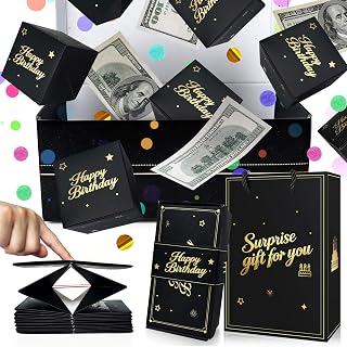 Happy Birthday Surprise Explosion Gift Box, Automatic Pop Up Money Cash