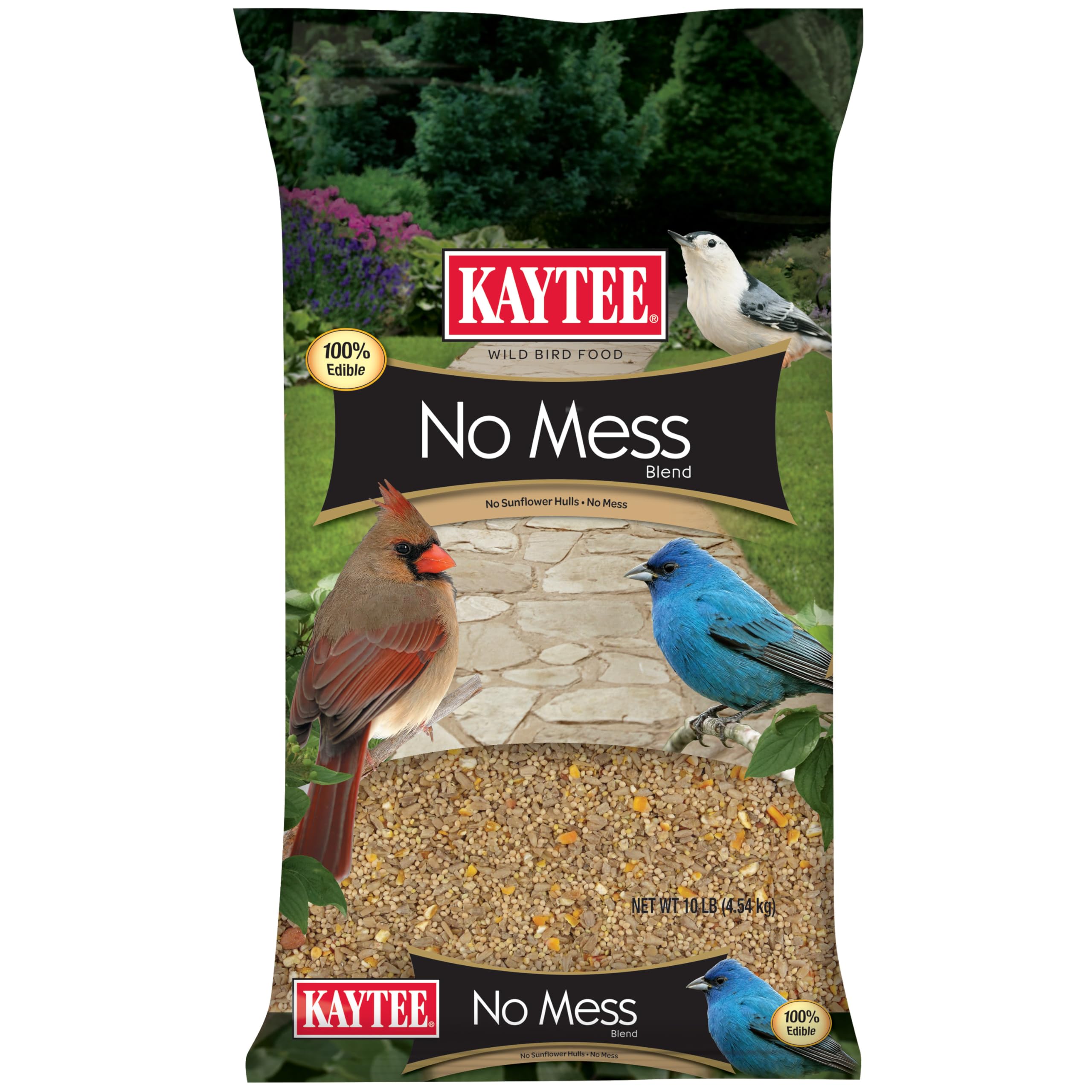 Kaytee Wild Bird No Mess Food Seed Blend for Cardinals, 10 Pound | Cleaner feedi