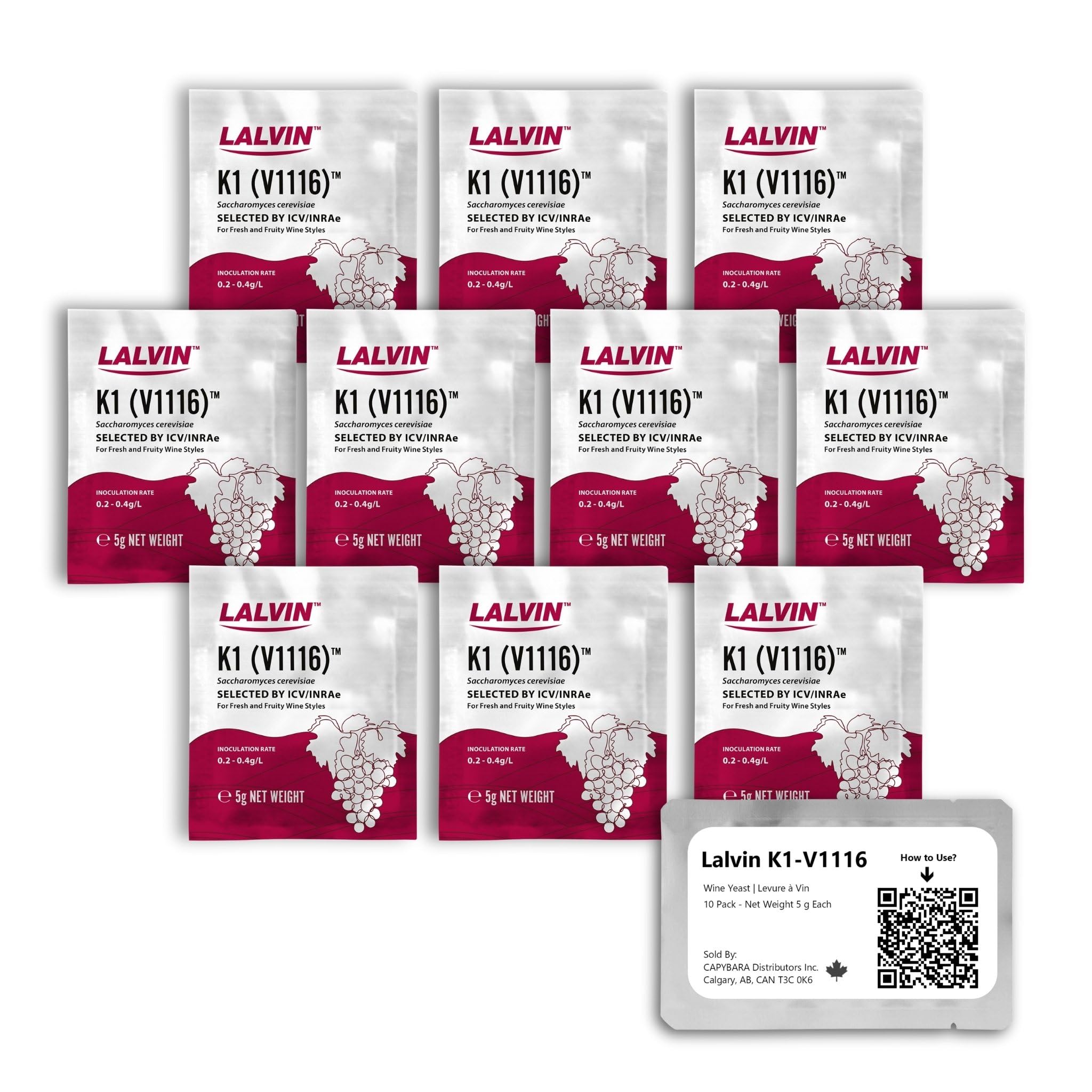 Lalvin K1-V1116 Wine Yeast (10 Pack) - Sold by CAPYBARA Distributors Inc. | Make