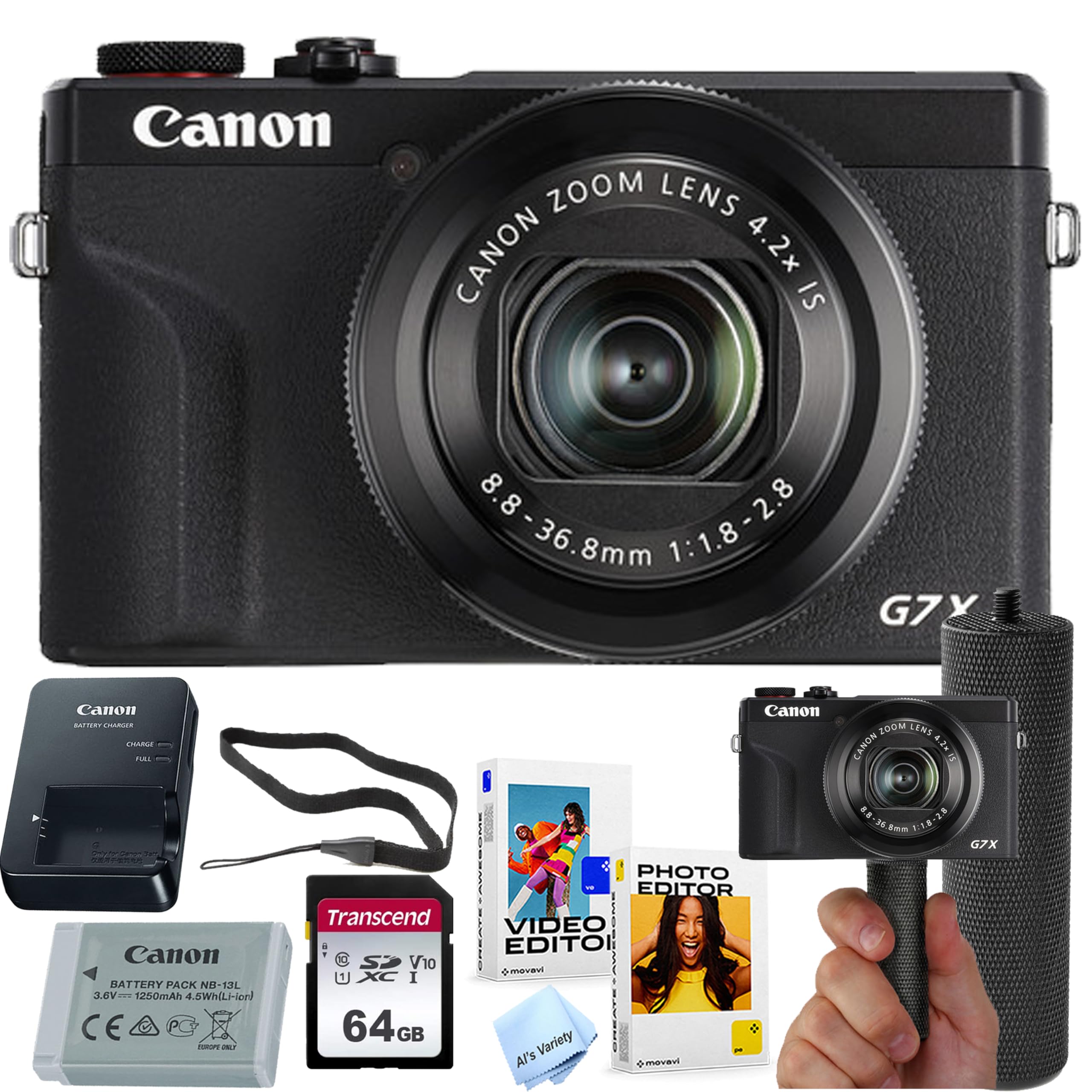 Canon PowerShot G7 X Mark III Digital Camera + 64GB Memory + Stabilizing Grip + 
