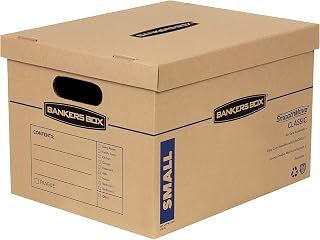 Bankers Box SmoothMove Moving Boxes with No-Tape Assembly, Lift -Off Lids And Easy-Carry Handles, 10" x 12" x 15", 10 Pack (7714219)