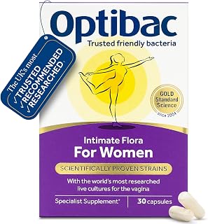 Optibac for Women - Vaginal Live Cultures Supplement - 30 Vegan Capsules | Most researched strains for intimate flora, Lactobacillus reuteri RC-14 & Lactobacillus rhamnosus GR-1 | Small oral capsule