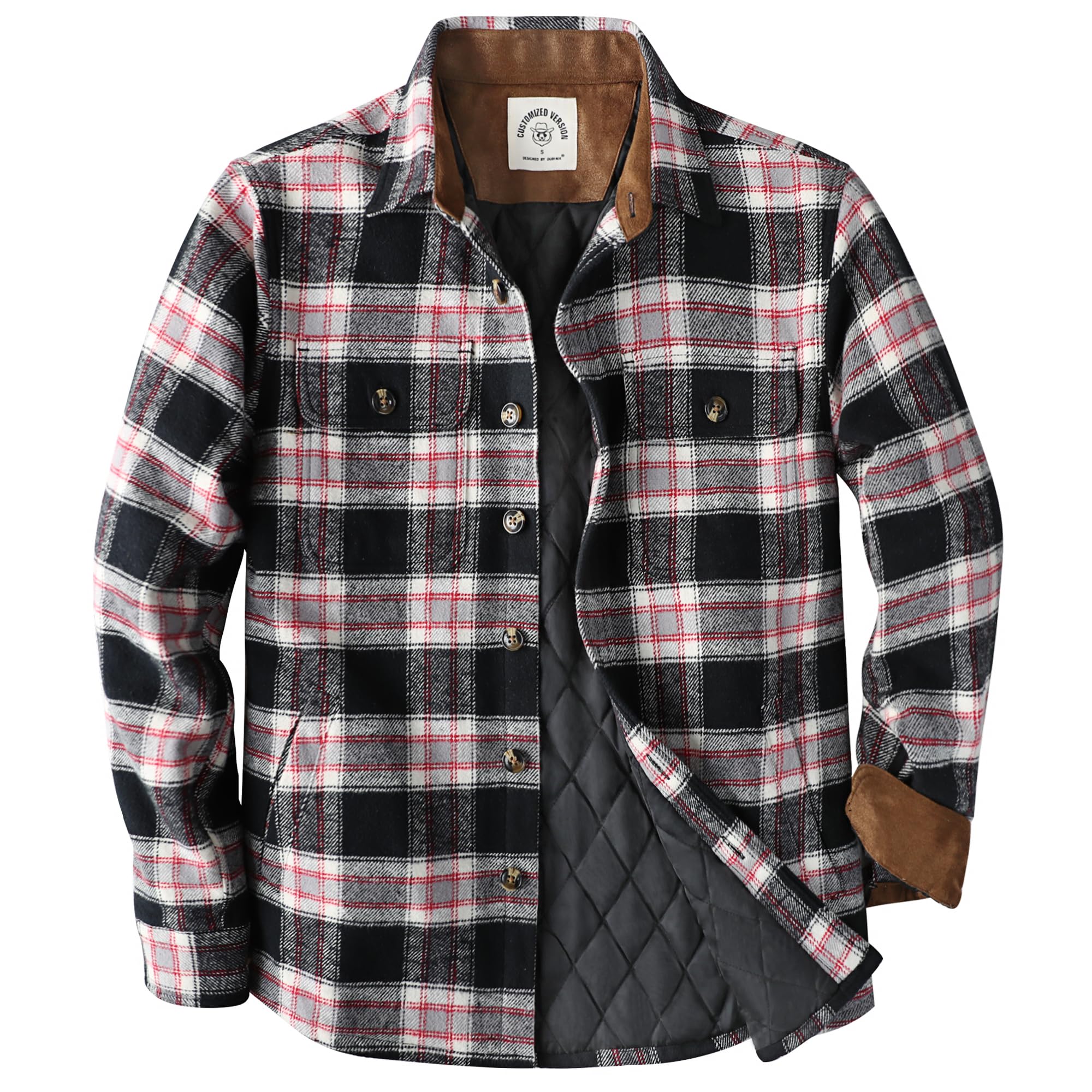 Dubinik® Men's Flannel Jacket Lightweight Checked Comfortable and Casual
