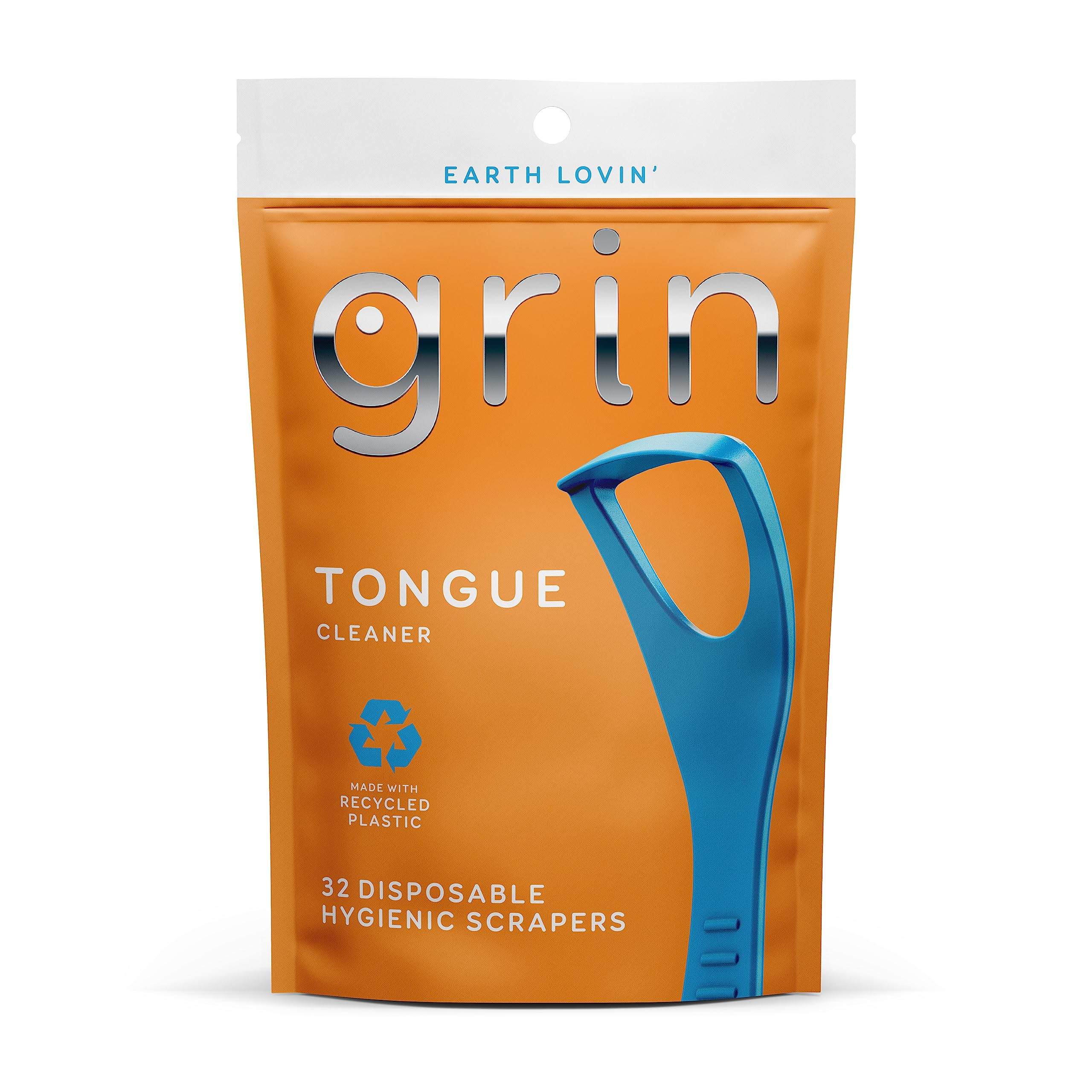 GRIN Tongue Cleaner, 32 Count, Disposable Tongue Cleaner, Hygienic Scraper, Recy