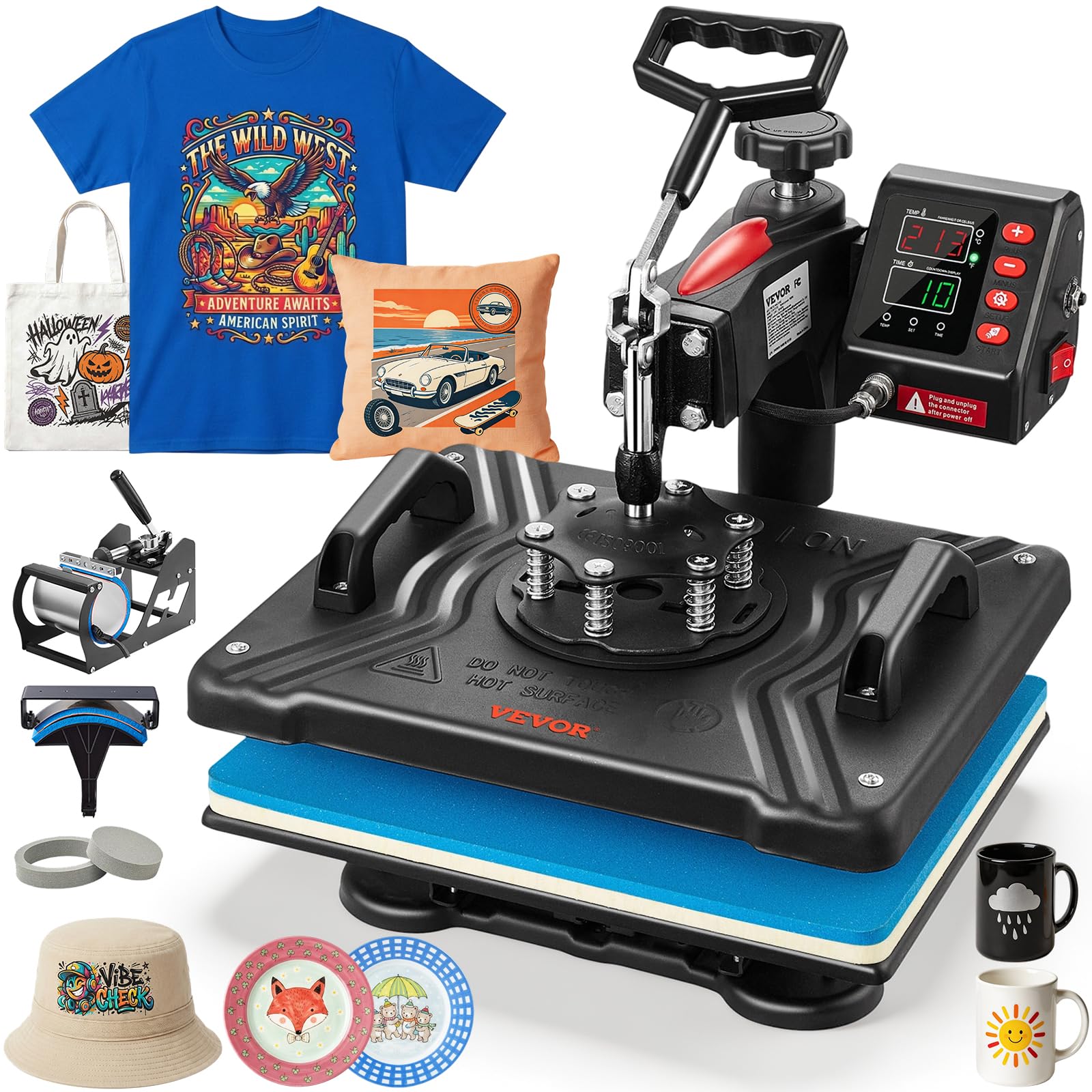 VEVOR Heat Press Machine 12"x15" 5 in 1 360° Swing Away Shirt Press Machine | Fo