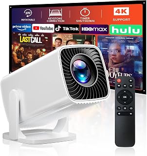 Mini Projector with 4K Support, Portable Short Throw Proyector | Electric Focus&Keystone, 270° Rotatable Stand, Compatible with TV Stick, Phone & Laptop, Back-to-School Gift Idea