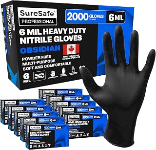 Black Nitrile Gloves, 6 Mil Powder-Free Latex-Free | Textured grip for food service, cooking, cleaning, painting, lab and sanitary tasks; puncture resistant, stretch fit
