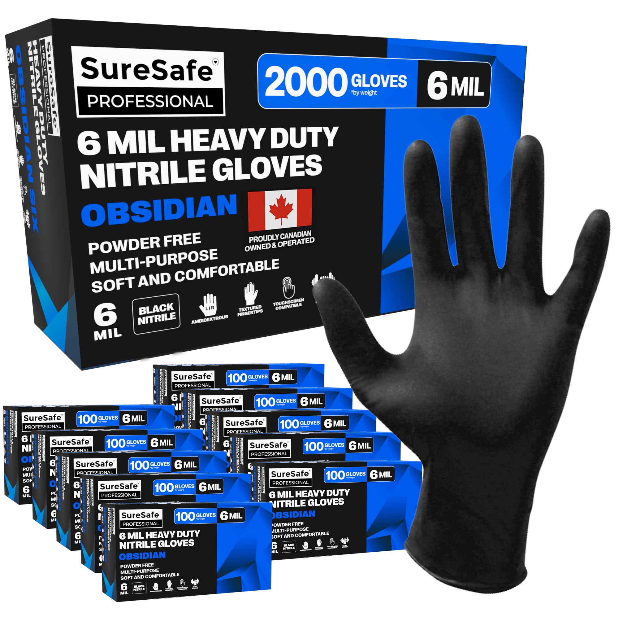 Black Nitrile Gloves, 6 Mil Powder-Free Latex-Free | Textured grip for food serv