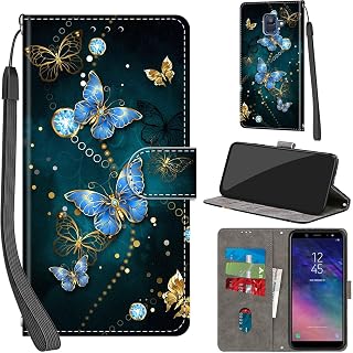 Custodia per Samsung Galaxy A6 2018, custodia a portafoglio in pelle PU di alta qualità con slot per schede, magnetica, cavalletto, compatibile con Galaxy A6 2018