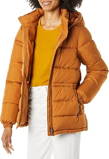 Amazon Essentials Women's Thick Quilted Hooded Winter Down Jacket with Adjustable Waist