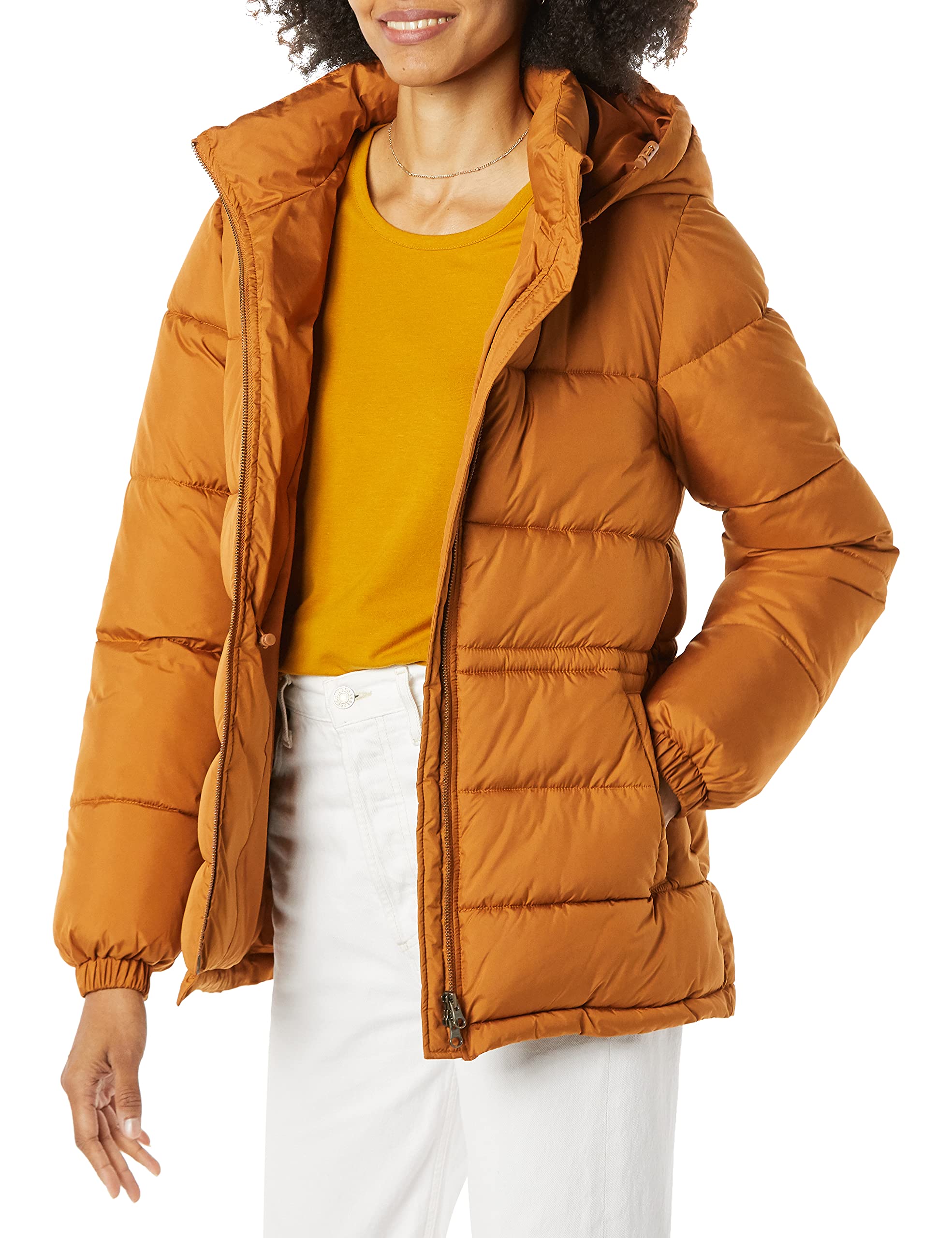 Amazon Essentials Women's Thick Quilted Hooded Winter Down Jacket with Adjustabl