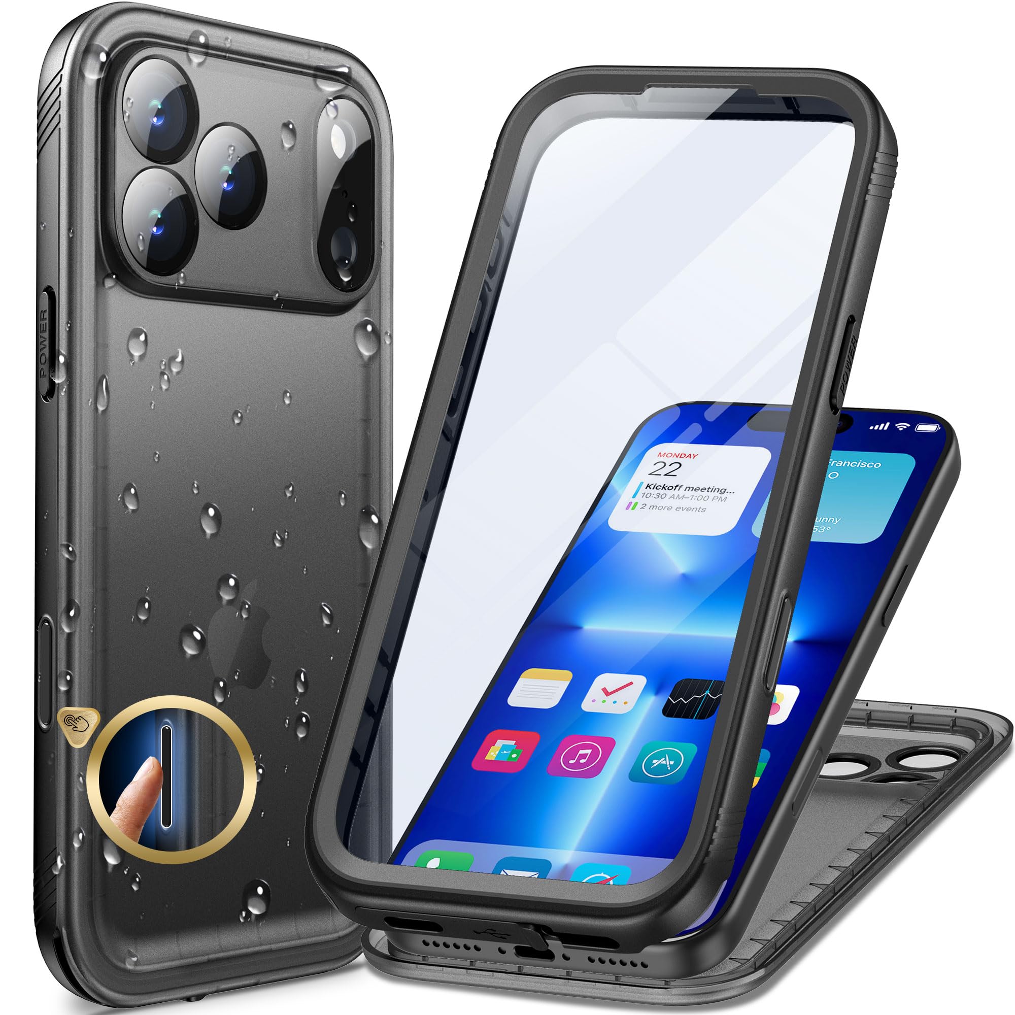 Cozycase for iPhone 18 Pro Max/iPhone 17 Pro Max Waterproof Case Black | Heavy D