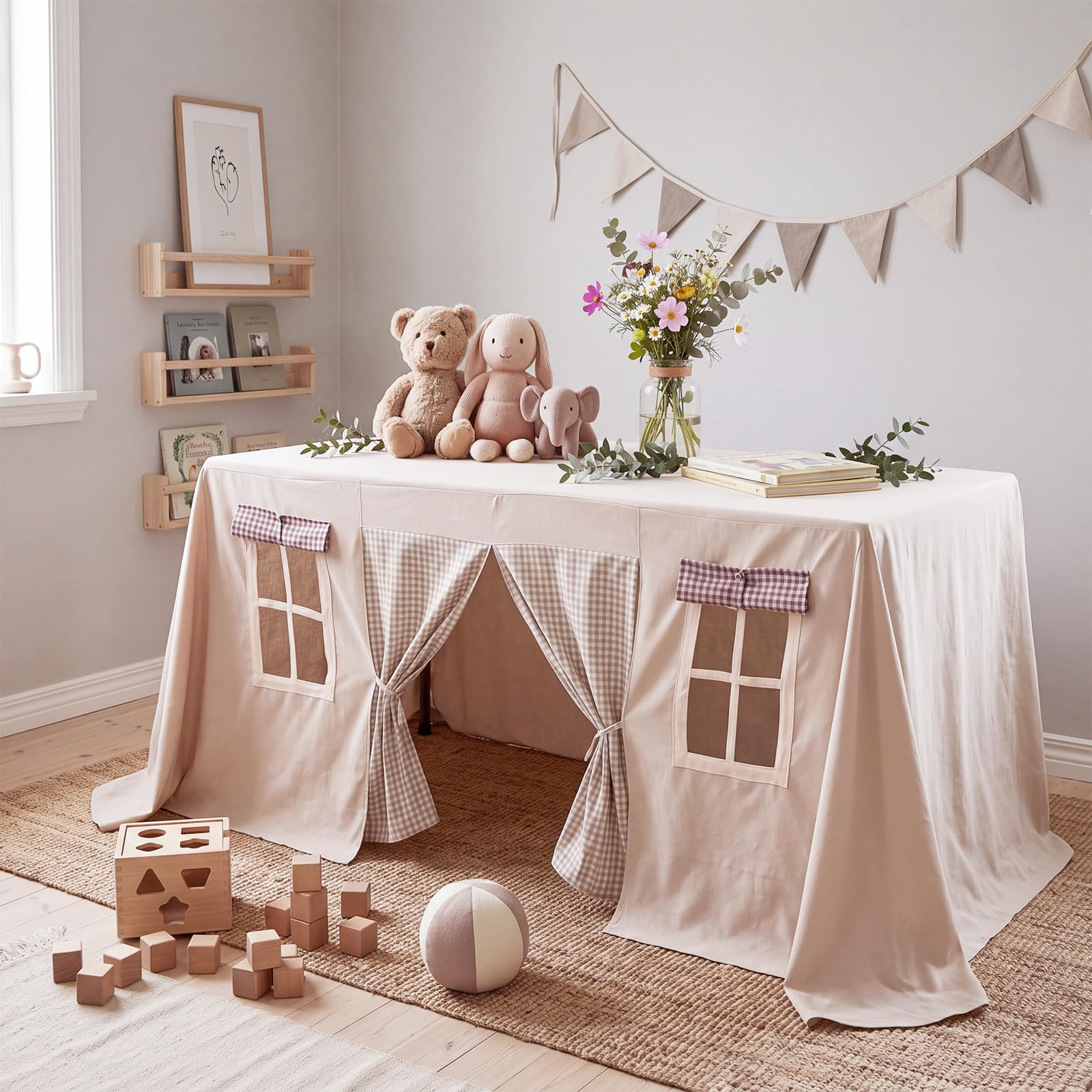 Oudain 10ft x 7.5ft Large Tablecloth Playhouse for Kids, Play Fort | Gift for Ch