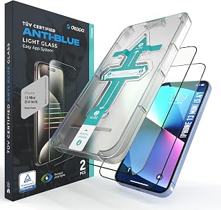 Deppa | 2 Pieces | Anti-Blue Light Film for iPhone 13 Mini | Ultra Resistant Tempered Glass, Full Coverage, Bubble Free, Easy Installation