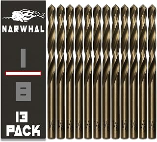 Narwhal 1/8 Inch Cobalt Drill Bits (13 Pack - Industrial Grade M35 Cobalt) 2.55" Length & 135 Degree Split Point for Drilling Into Metal, Hardened & Stainless Steel, Cast Iron, & More!