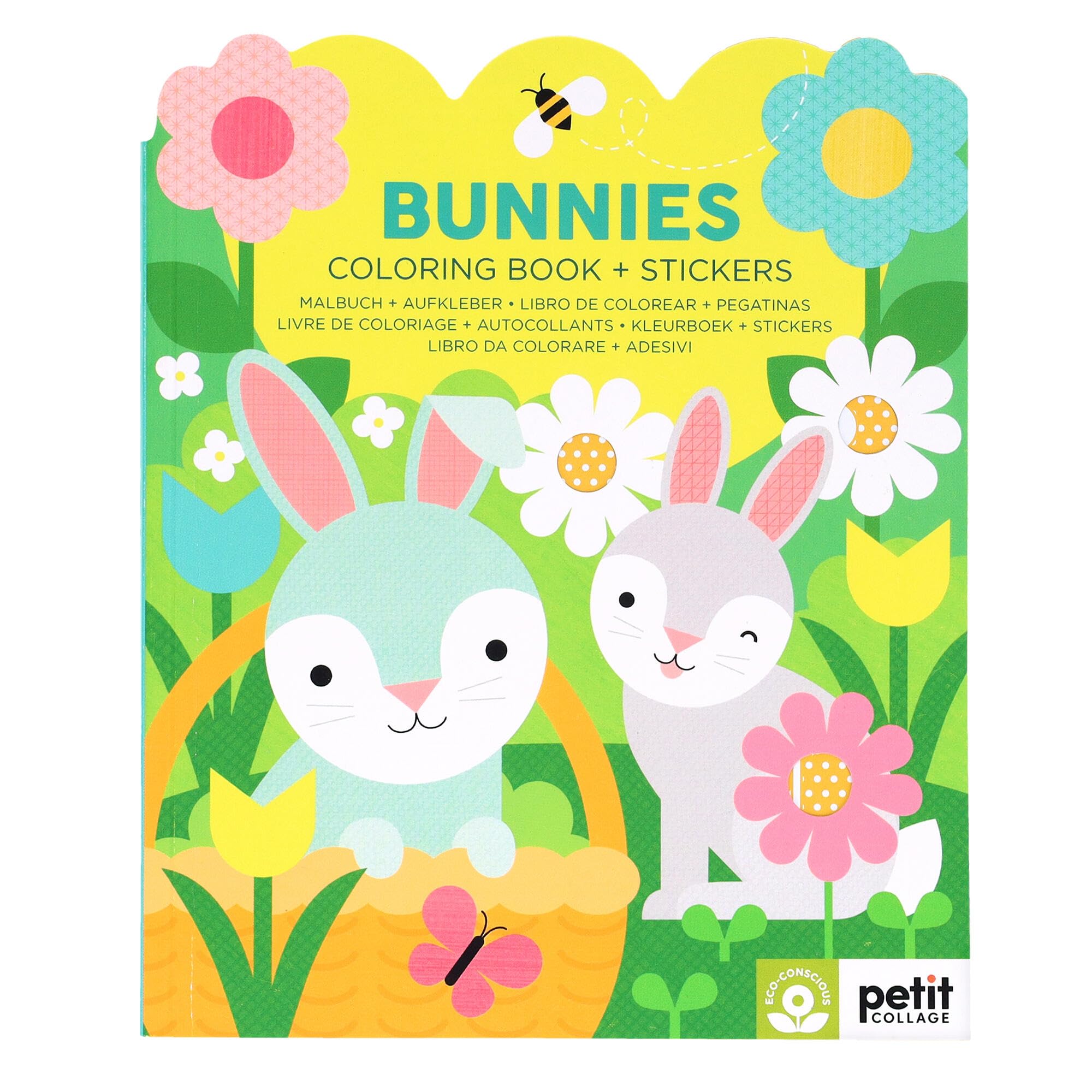 Petit Collage Bunnies Coloring Book + Stickers