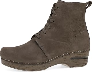 Dansko Sigourney Women's Classic Stapled Lace-Up Boot Style Clog - Anti Fatigue Rocker Bottom Promotes Forward Foot Movement