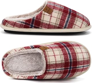 COFACE Mens Cozy Memory Foam Scuff Slippers Warm Slip On House Shoes