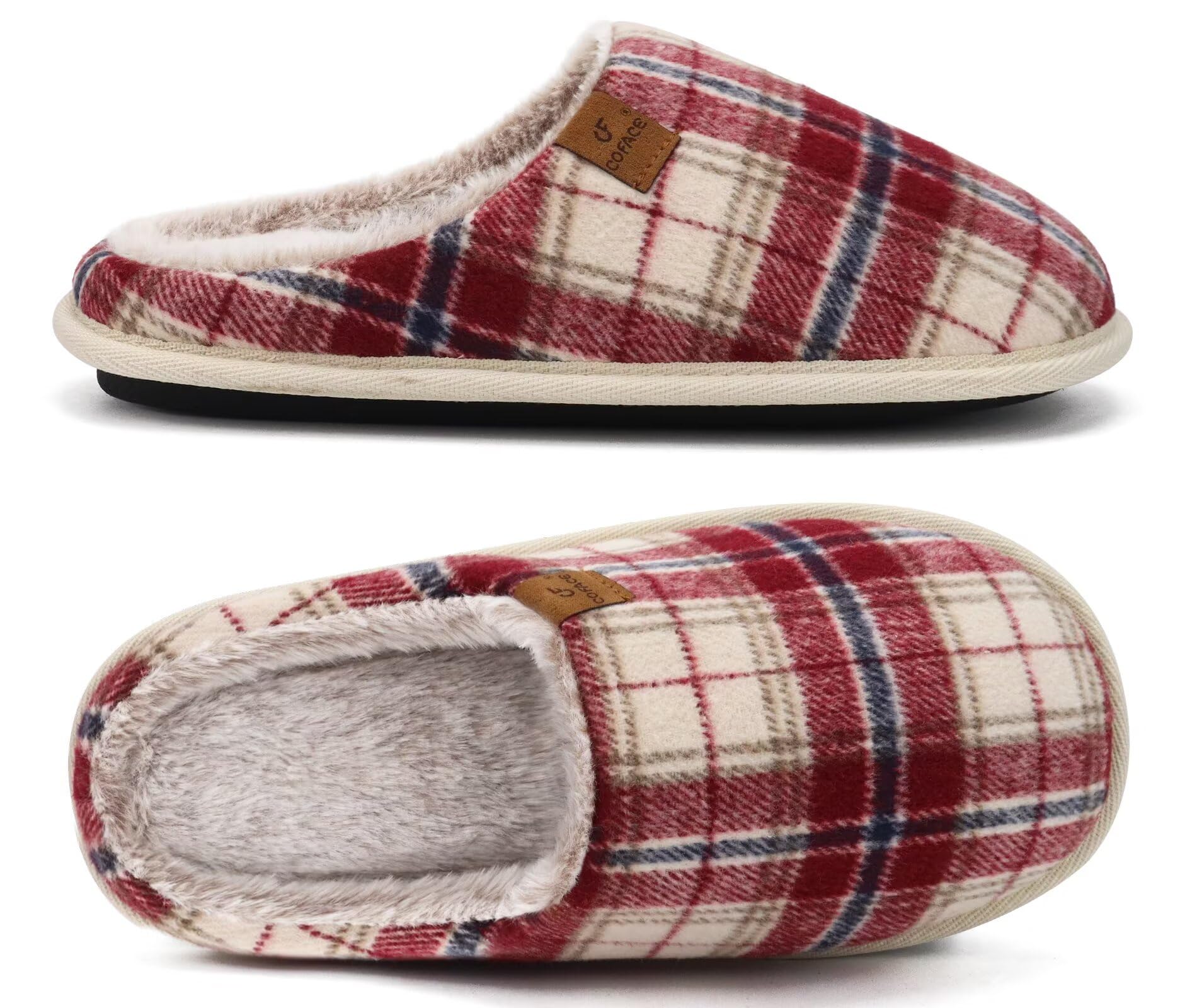 COFACE Mens Cozy Memory Foam Scuff Slippers Warm Slip On House Shoes
