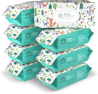 Amazon Basics Gentle Fragrance Free Baby Wipes, Hypoallergenic, Sensitive Skin, Unscented, 800 Count (8 Packs of 100) (Previously Mama Bear)