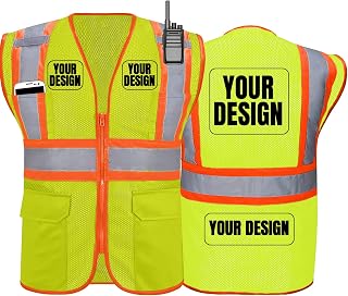 BeautyWill Custom Safety Vest Customized Logo Class 2 High Visibility Reflective Vest with Pockets Construction workwear