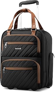 LUGGEX Underseat Carry On Bag, Black, 16" | Personal Item, Lightweight Soft-Sided Suitcase, Under Seat Travel Bag, Smooth Wheels, Short Trip Essential, UDK, UX-Core