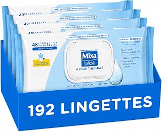 Mixa Hypoallergenic Baby Thermal Water Wipes Pack of 4 x 48