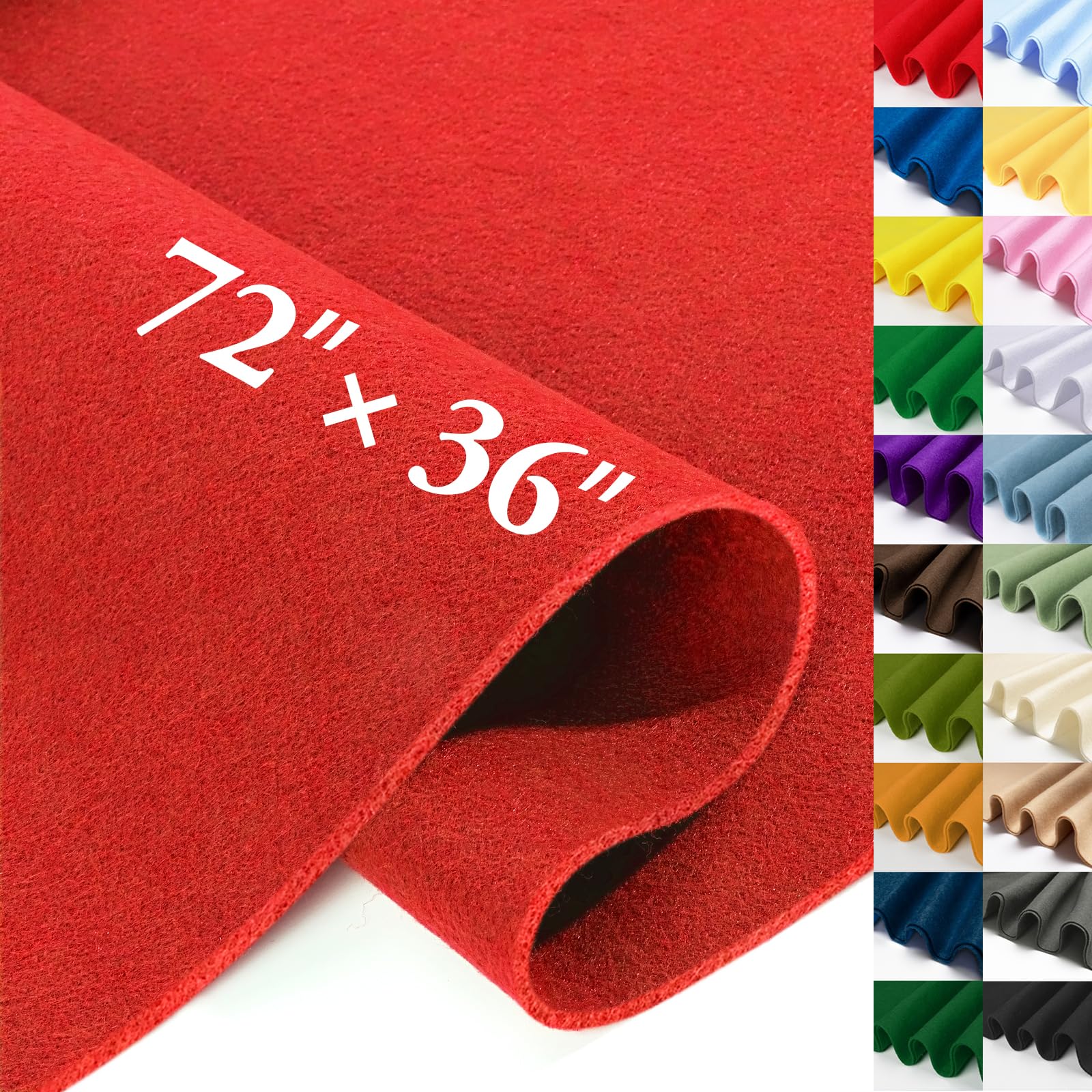 MITINU Red Felt Fabric Sheet 72" X 36", 1.4mm Thick Large Soft Durable Flexible 