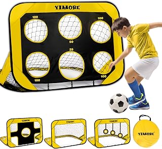 YIMORE Football Goal, Pop Up Football Goal for Kids, 4 Modes Football Garden Training Equipment for Indoor Outdoor, Portable Soccer Goal Net with Carry Bag, Football Gifts for Boys