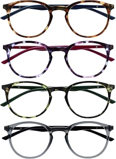 OPULIZE Met 4 Pack Large Round Reading Glasses Brown Purple Green Grey Men Women Spring Hinges RRRR60-2567 +0.00