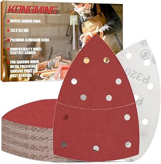 Kongming 50 Pieces Triangle Sandpaper Sheets 320 Grit 11 Holes