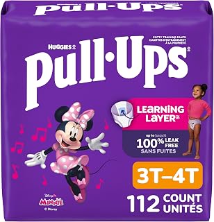 Pull-Ups Girls' Potty Training Pants, 3T-4T (32-40 lbs), 112 Count | Hypoallergenic, Leak Protection, Soft Comfort, Refastenable Sides, Minnie Mouse, Fragrance Free