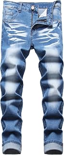 JUNBAOSS Men's Slim Fit Stretch Jeans Ripped Skinny Jeans for Men Distressed Straight Leg Fashion Comfortable Flex Waist Pants