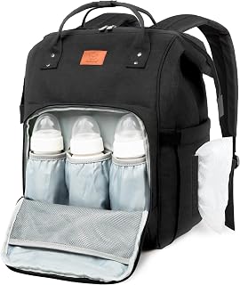 KeaBabies Baby Diaper Bag Backpack, Baby Bag for Boys, Girls (Trendy Black) | Large, Waterproof, Multi Function, Travel Diaper Backpack with Changing Pad, Durable Travel Essentials for Moms and Dads