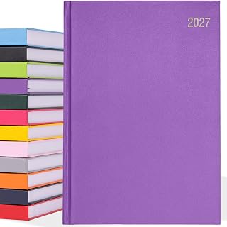 2027 Diary A4 A5 Page a Day Hardback Ruled Daily Planner (A4, Purple)