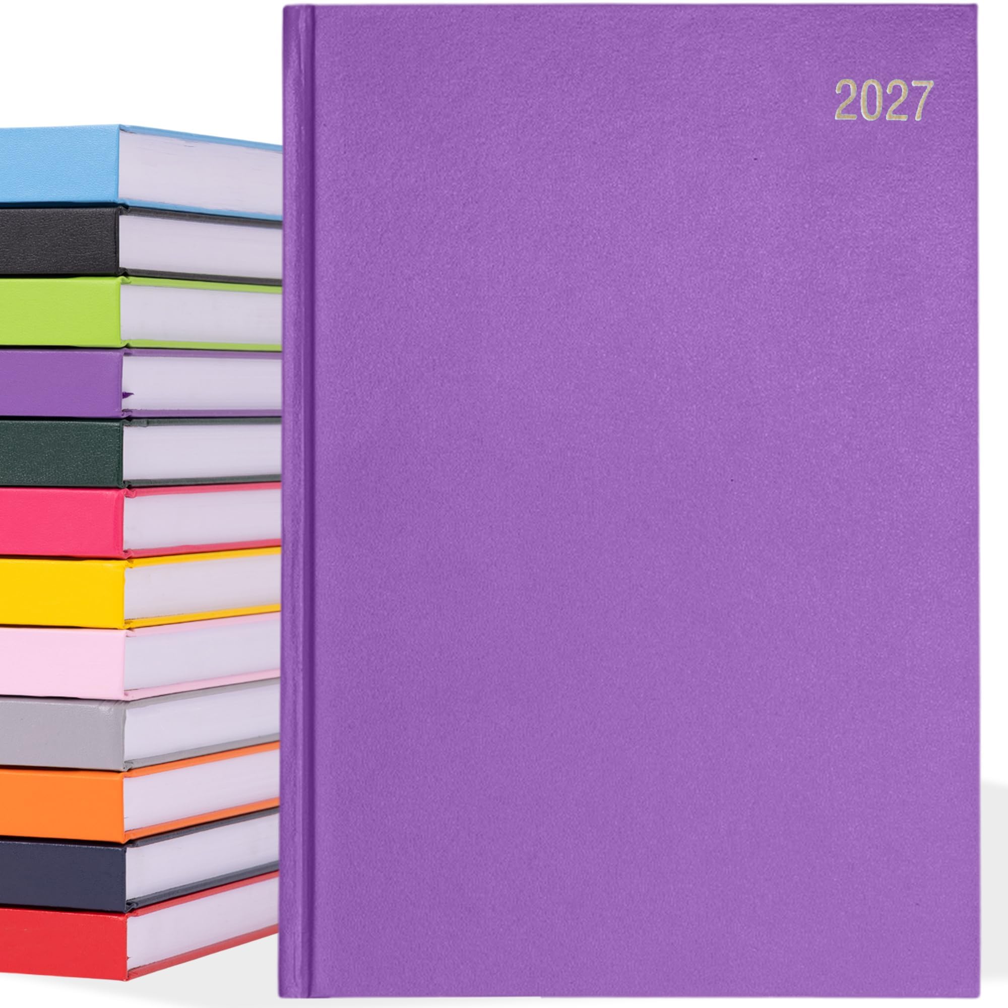 2027 Diary A4 A5 Page a Day Hardback Ruled Daily Planner (A4, Purple)