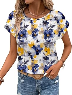 Bliwov Womens T Shirts Cap Sleeve Tops Crew Neck Casual Basic Summer Tees