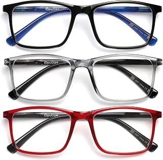 OPULIZE INK Reading Glasses - Value 2 Pack - Large Rectangular Frame - Spring Hinges - Scratch Resistant - Black Grey Red - Mens Womens +2.50