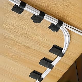 30 Pack Nylon Cable Management Clips Reusable Cable Management Clips 15 Pairs Organizer for Home Office Kitchen School Black
