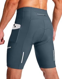 Bikewa Men's Cycling Shorts 3D Padded Cycling Road Mountain Cycling UPF 50+ Zipper Pockets