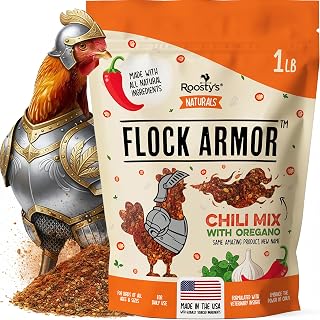 Roosty's Naturals Flock Armor Chicken De-wormer Chili Mix, 16oz | Daily Worm Defense • Boost Egg Quality • Feather & Vitality Boost • Gut Health Support • Made in USA
