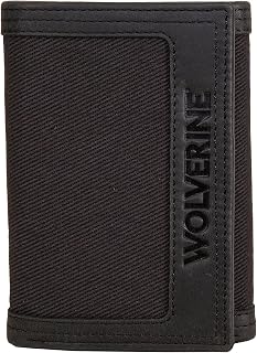 Wolverine Mens Bifold Wallet | RFID Protection | ID Window | Card Slots | Bill Pocket | Durable | Leather | Canvas