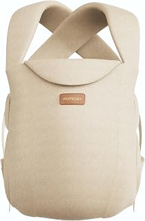 Momcozy Newborn Carrier WeeSnug- Lightweight and Cozy Comfort for 7-25 lbs | Ergonomic Cross-Back Support and Lumbar Pad, Effortless to Put On, 100% Soft Cotton, OEKO-TEX, Visual Size Scale, Khaki