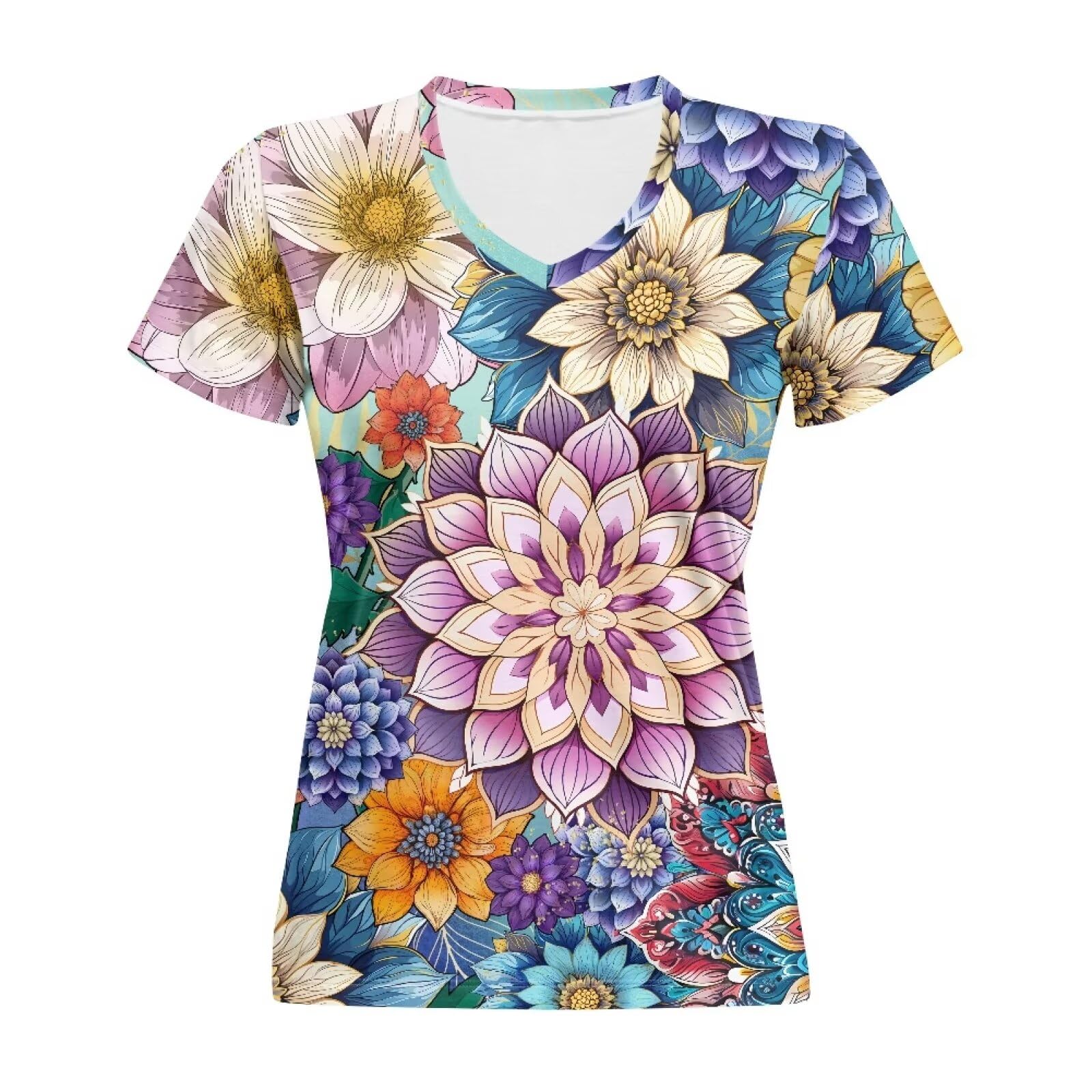 Women Summer T Shirt V Neck Casual Short Sleeve Blouses Tops Plus Size Athletic 